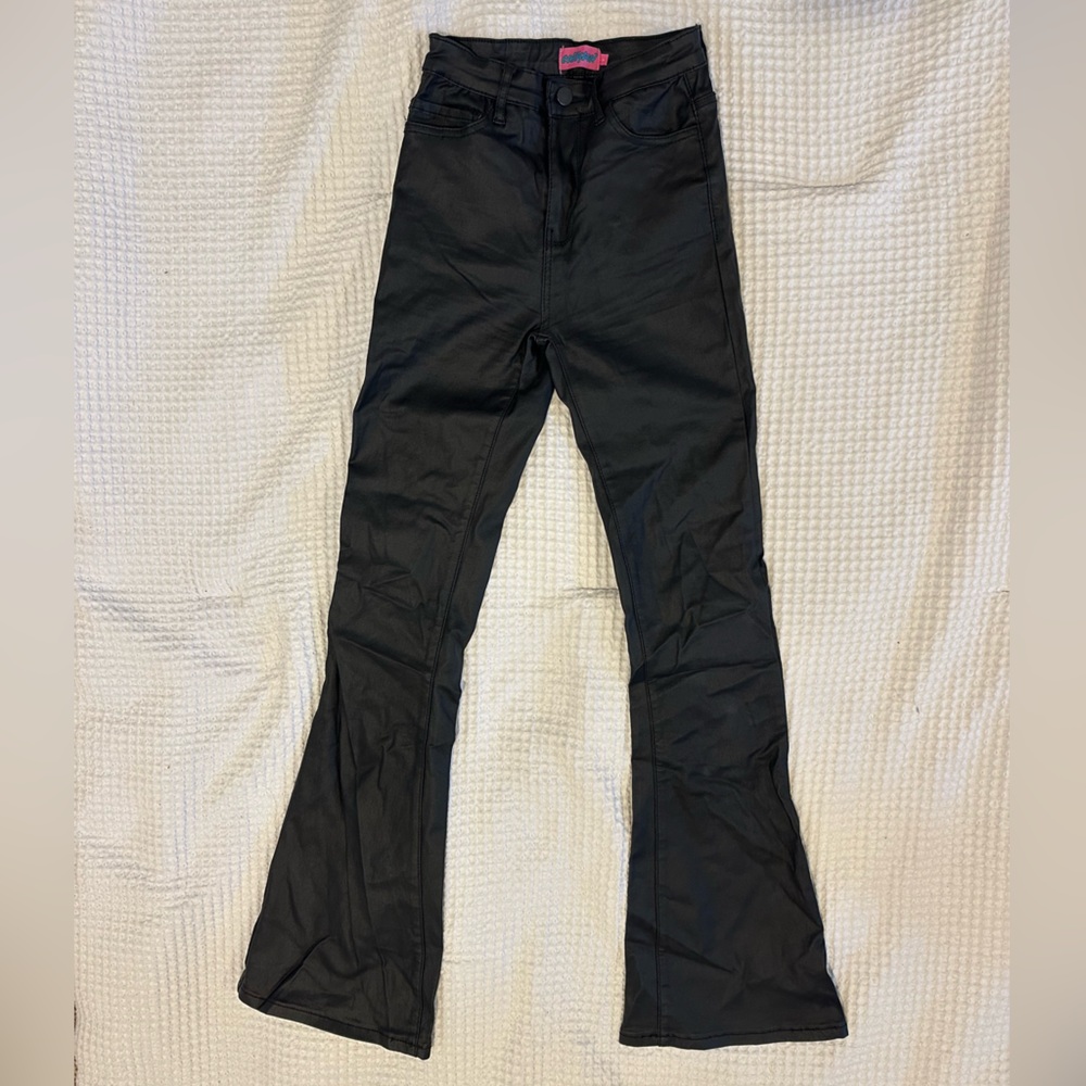 Edikted Black Faux Leather Flare Pants